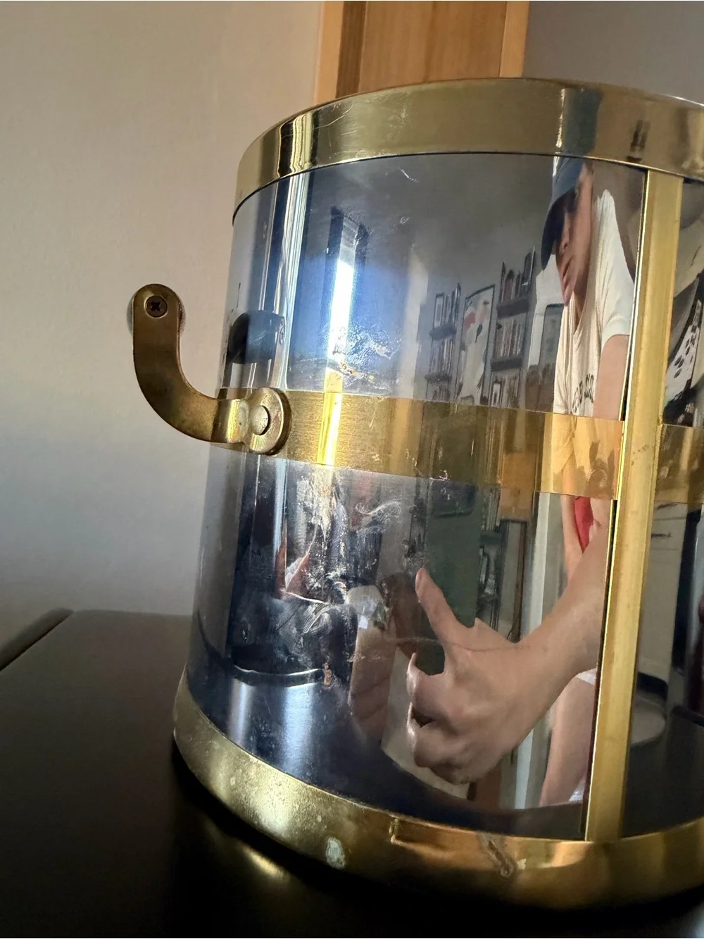 Midcentury Modern Vintage Chrome & Brass Ice Bucket